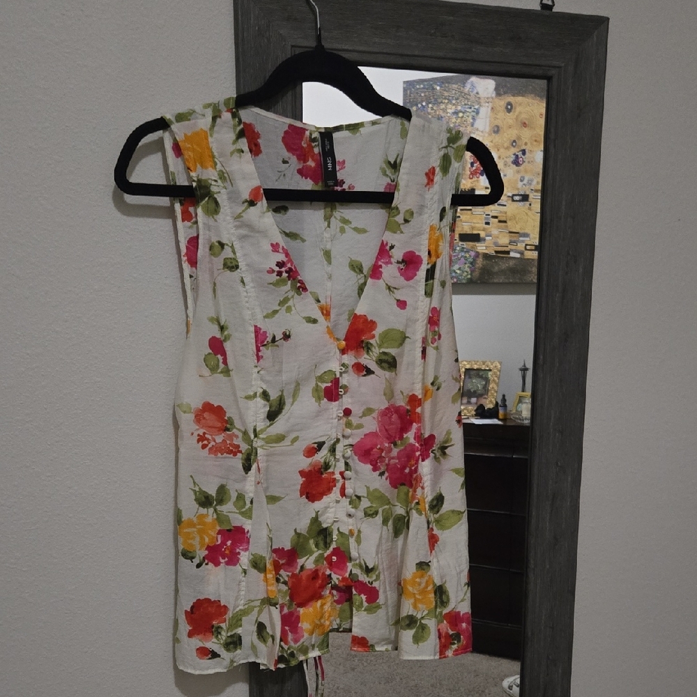 Mango Floral Sleeveless Blouse - Multicolor